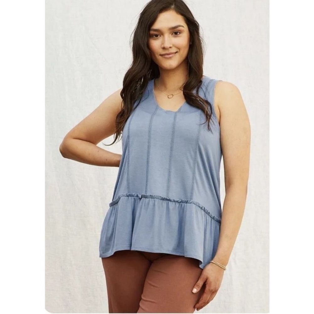 Matilda Jane Halle Tank Size M Ruffled Hem Cornflower Blue Peplum Silhouette